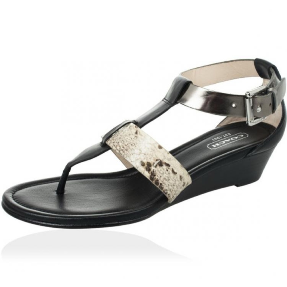 Coach Black Alligator Sandal Size 9
